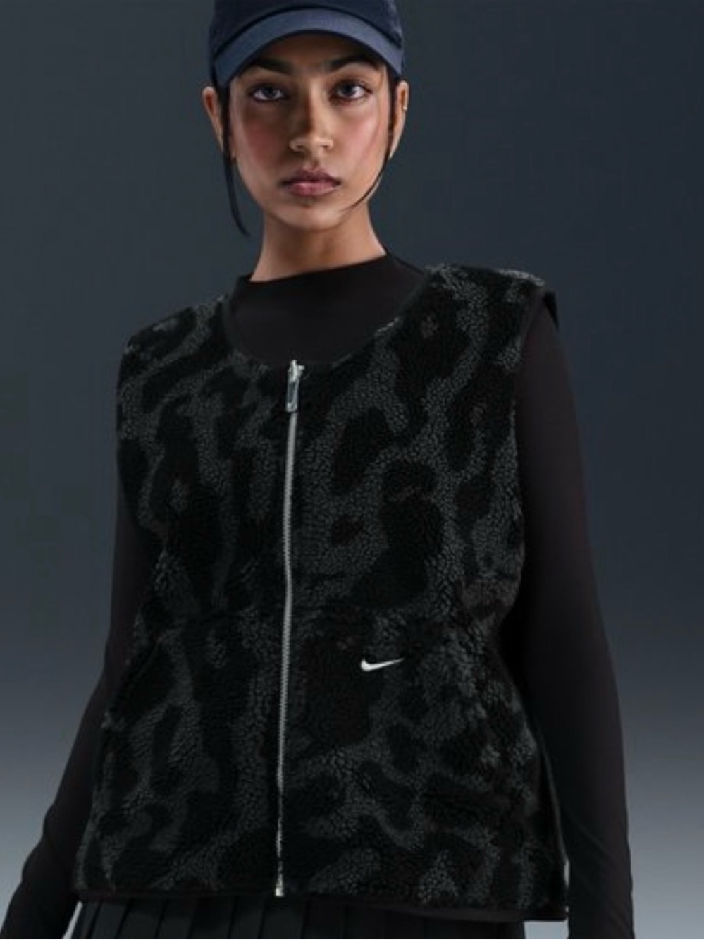Nike Sportswear Women’s High-Pile Fleece Vest — Black/Black